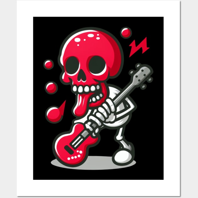 red skull and red guitar Wall Art by EKLZR